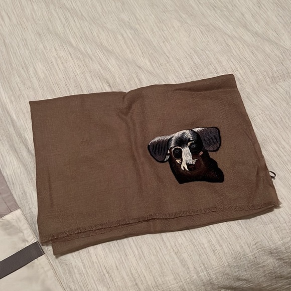 Dachshund 100% Cashmere Dark Natural Scarf - Picture 3 of 5